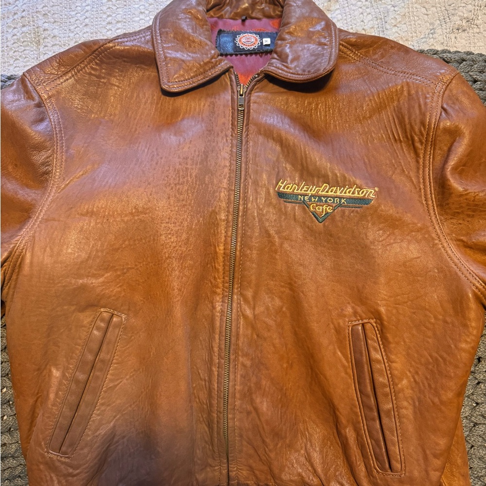 Vintage Harley Davidson brown leather jacket